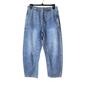 Miou Muse Womens Barrel Jeans Womens Small Denim Grunge Scandi Indie Festival